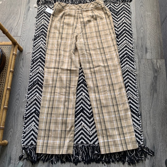 High-Waist Plaid Straight-Cut Pants - Picture 5 of 7